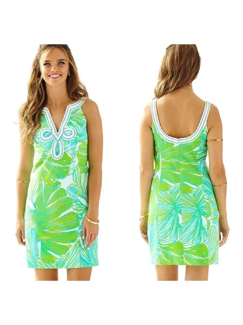 Lilly Pulitzer 4 Green Sheen Fronds Place Tessa Dress 20055